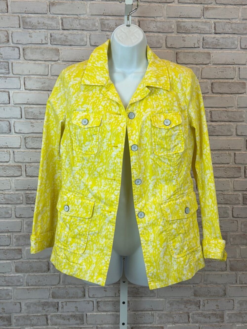Cabi Floral Print Utility Jacket Cotton Size Small